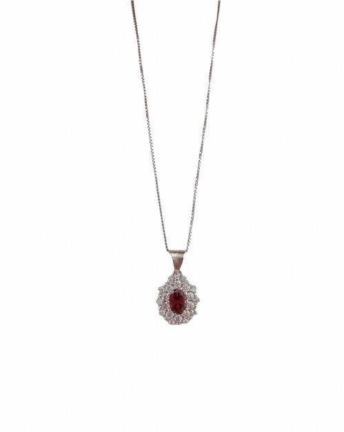 Collana Argento Pietra Rossa La Griffe Gioielleria CLR002 